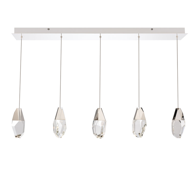 Martini 5 Light Crystal LED Multi-Light Pendant, Polished Nickel, Clear