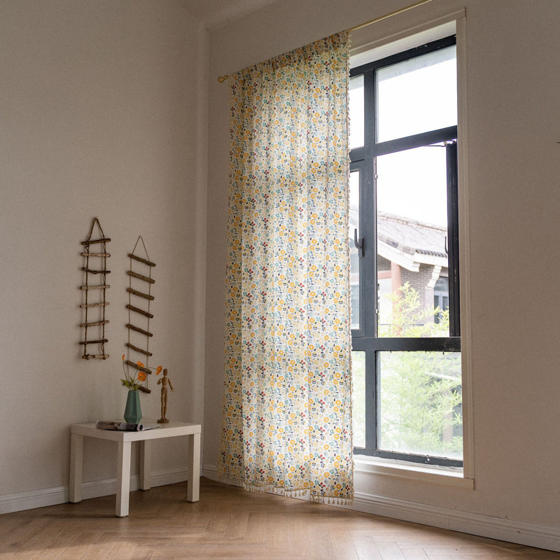 Parakh Cotton Blend Semi Sheer Curtain Pair, 59" W x 87" L