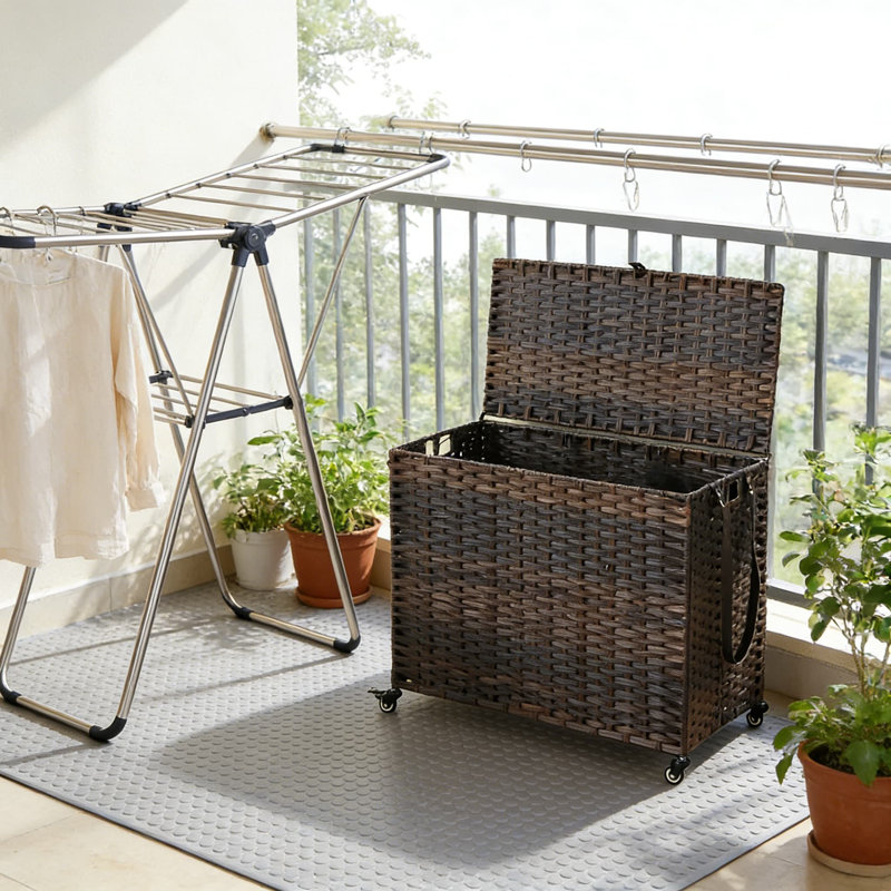 Large Rolling Laundry Hamper With Lid, 3 Removable Color-Coded Liners & Mesh Bags, Foldable Storage Basket With Wheels And Side Pocket