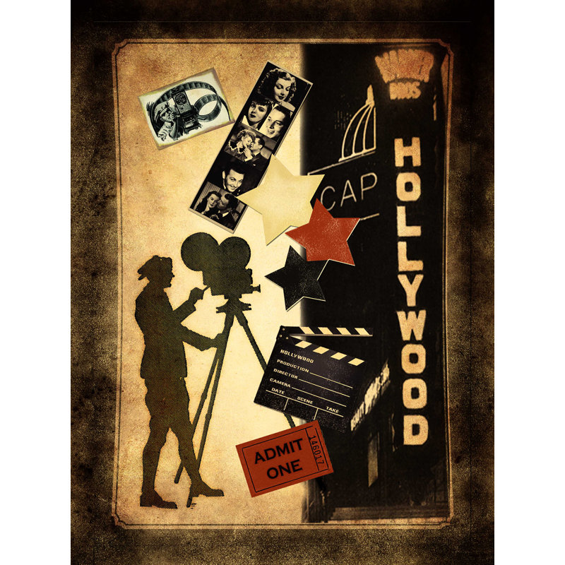 Vieux Hollywood fond - impression sur toile tendue, L 12 po x H 16 po