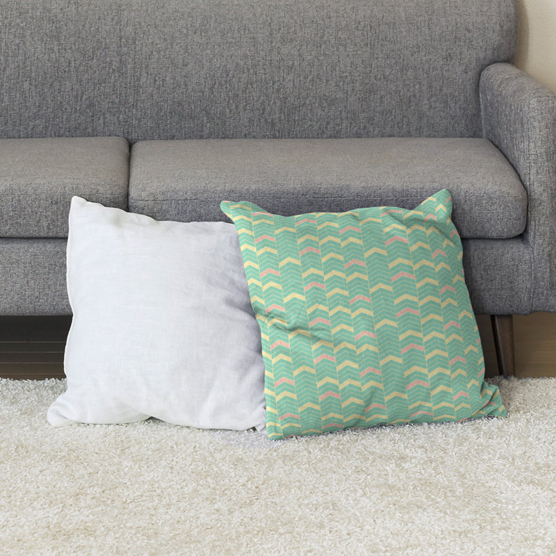 Coussin Rhonda, 28 po x 28 po, Vert rose / jaune, Bourre en polyester
