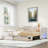 Extendable Upholstered Daybed With 2 Storage Drawers And Led Light-632727493
