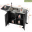 Table de barbecue extérieure avec évier, îlot de cuisine en métal avec plateau pliable et armoire de rangement, chariot à roulettes avec roues pour le jardin, la cour et la pelouse