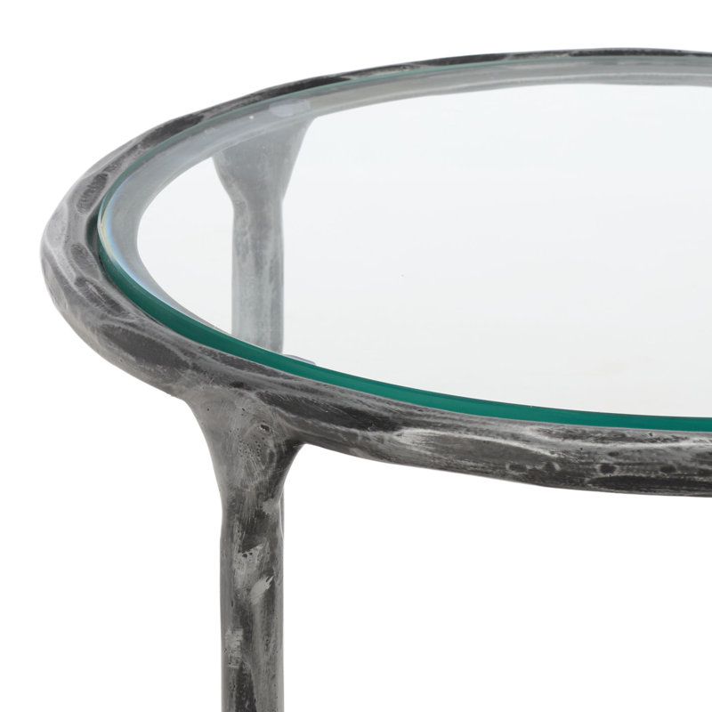 Evelynn End Table, Silver, Clear