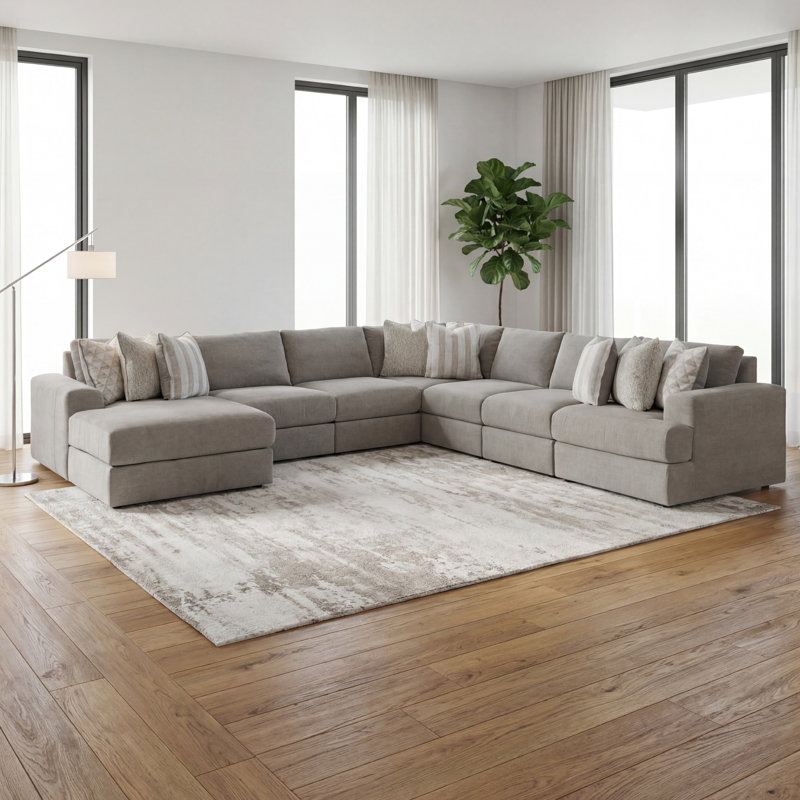 Canapé modulaire 7 pièces avec méridienne Tessler, Orienté à droite