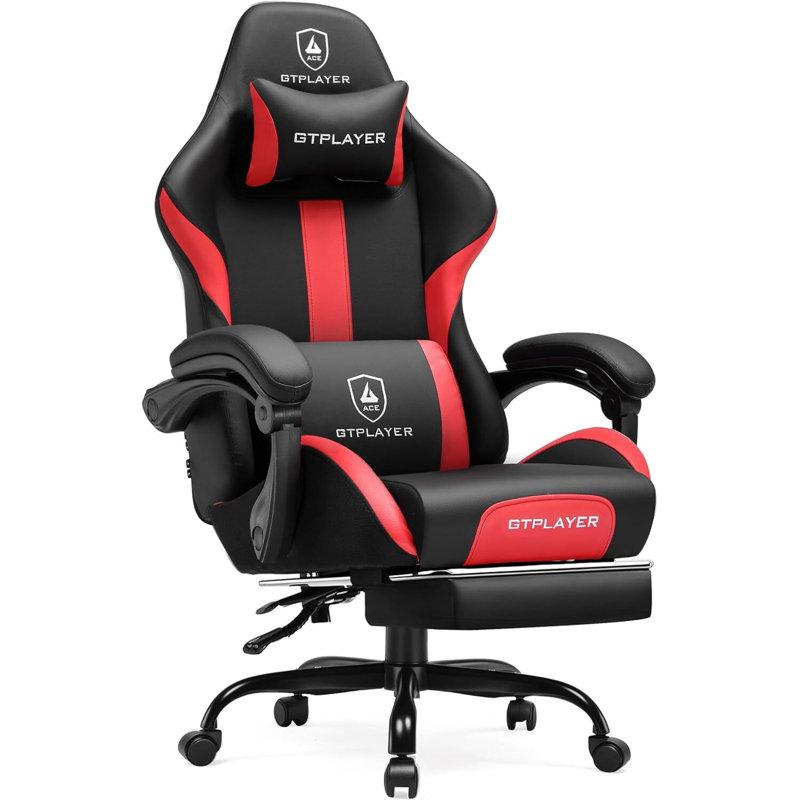 Gaming Chair Ergonomic Office Chair With Foot Rest & Pocket Spring Cushion, High Back Computer Desk Chair With Headrest & Lumbar Support, Breathable Fabric Game Chair For Adults