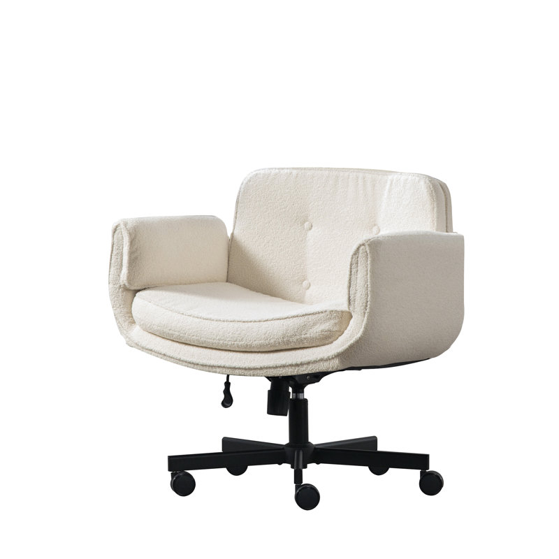 Criss Cross Chair With Armrests Sherpa Vanity Chair Swivel Computer Office Desk Chairs For Home, Make Up, Bed Room