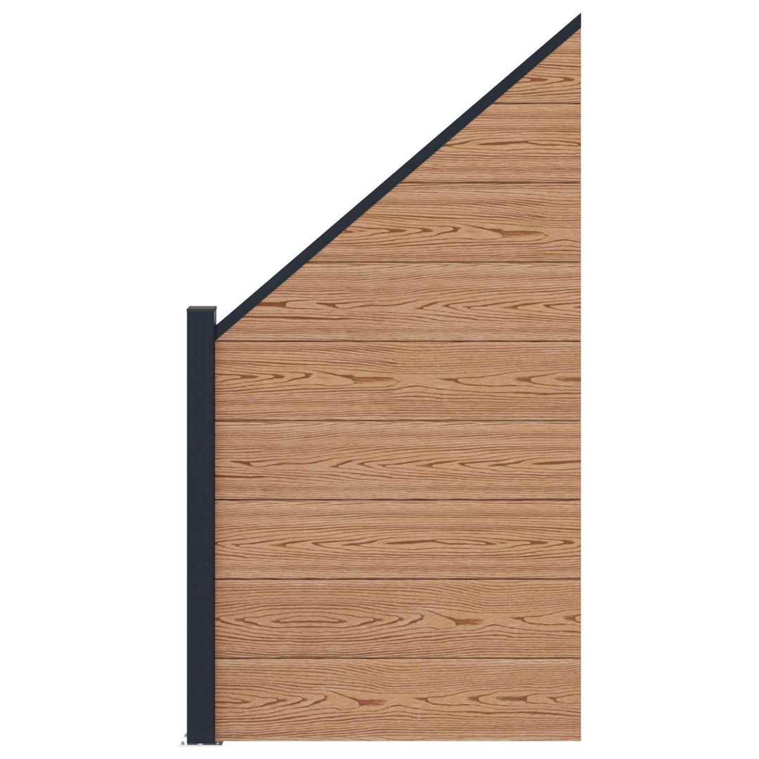Vidaxl WPC Fence Set 10 Square+1 Slanted Barrier Panel Screen Privacy Screen