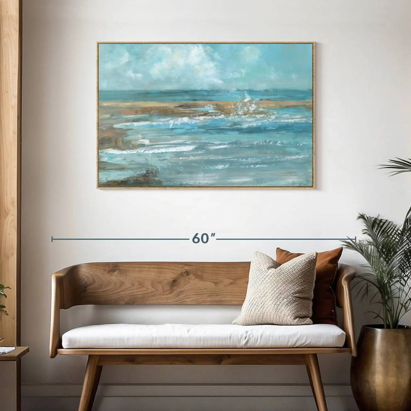 Breaking Waves IV, Cadre flottant en bois naturel, 43 po x 29 po