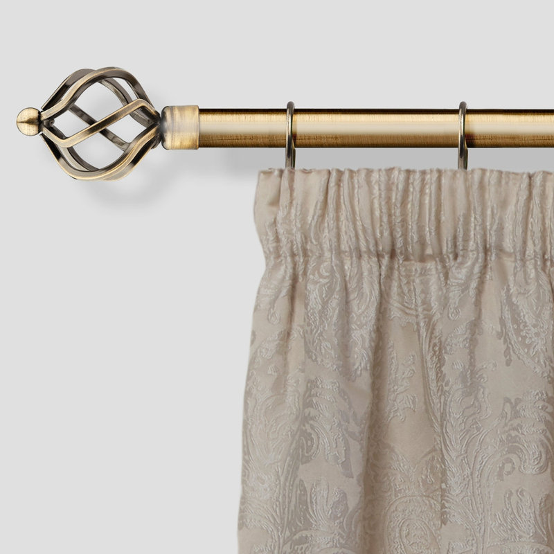 Abeer Adjustable 2cm Single Curtain Pole, 1.2 - 2.1m, Antique Brass