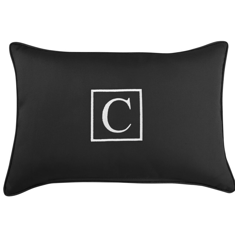 Housse et insert de coussin d'extérieur rectangulaire Kerrell, Noir, C