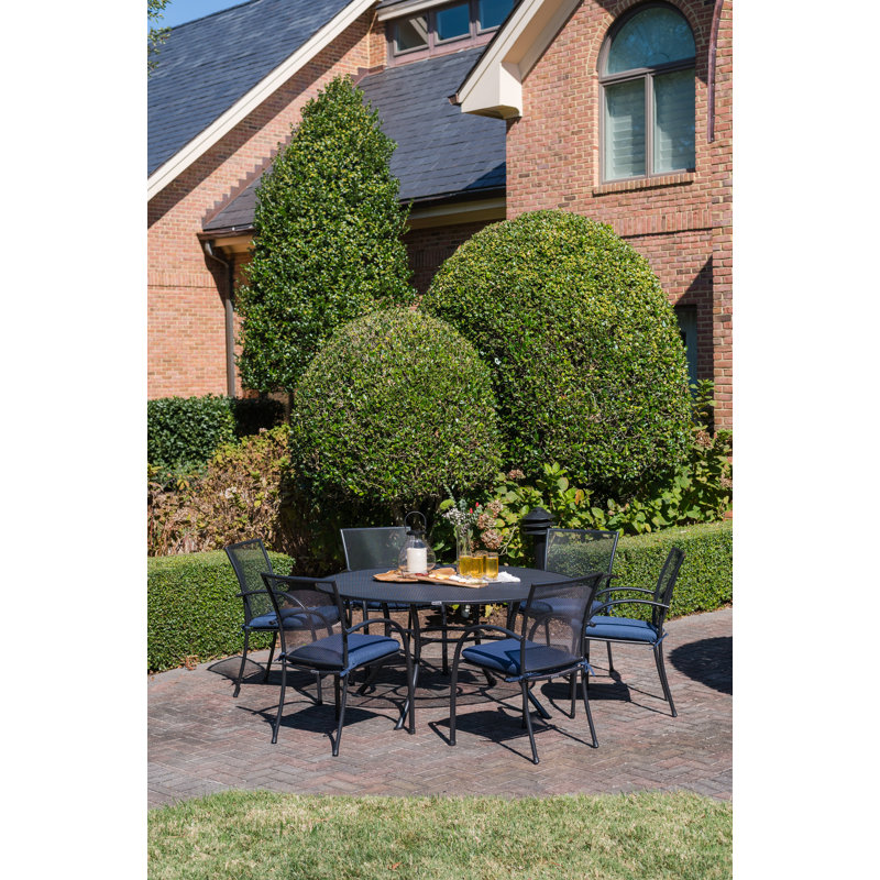 Pilano Outdoor 6-Person Dining Set With 60" Round Table