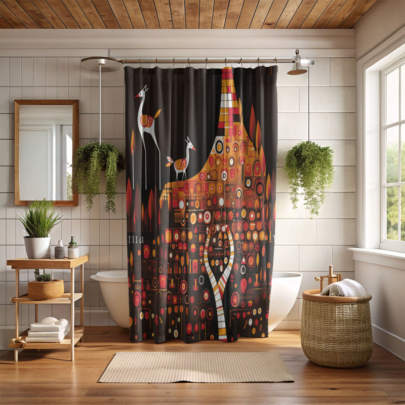 Rideau de douche abstrait Mudassir, H 74 po x l 71 po