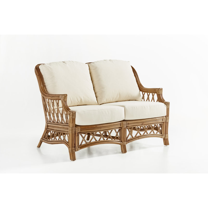 Stowers 52" Cotton Loveseat, Dening Greige Natural Solid, Cinnamon