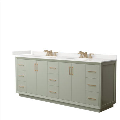 Meuble-lavabo double autoportant 84 po avec plateau en quartz Strada