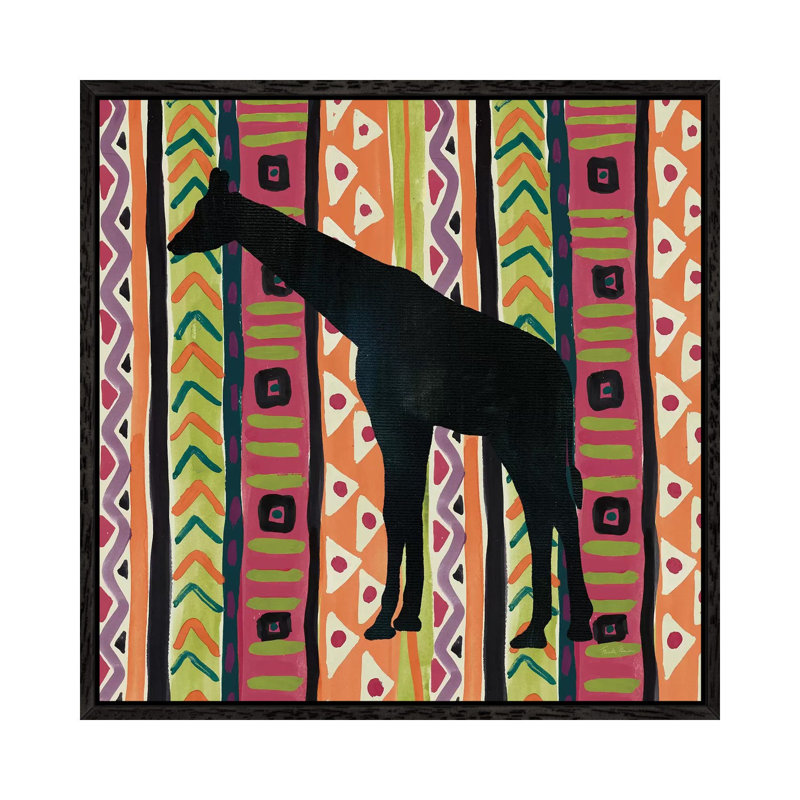 African Animal III Jewel by Farida Zaman - Print on Canvas, Black Framed, 93.98cm H x 93.98cm W x 3.81cm D