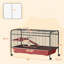 Cage pour petits animaux de 48 po, clapier à lapins, ou maison de jeu pour furet avec mangeoire, roulettes, plateforme, rampe Pawhut