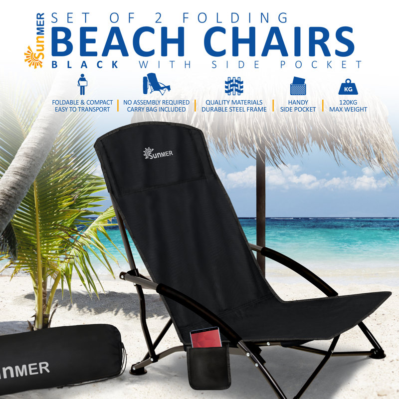 Annabal Folding Beach Chairs, Black