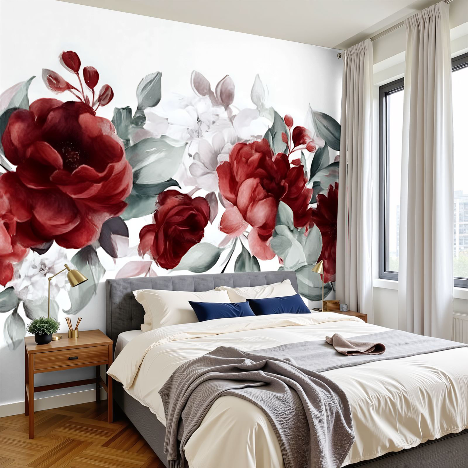 Red Barrel Studio® Vintage Peel and Stick Wallpaper Watercolor floral ...