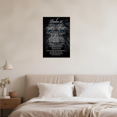 Chrétien, art mural sur toile, psaume, 23 images bibliques, peinture de la faune, versets de la Bible, œuvre d'art de Jésus pour le bureau (24 po x 36 po)