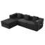 Canapé d'angle modulaire en L avec méridienne, 108 x 72 x 26 pouces, en velours côtelé noir, monobloc, aucun assemblage requis