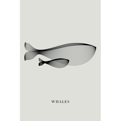 Minimalistic Whales Poster 1 Piece Wall Art