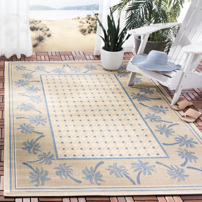 Tapis d'intérieur / extérieur à motif floral Lueck