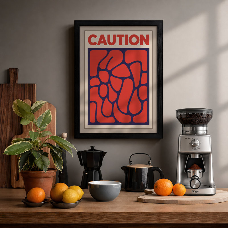 Caution Minimalist - Print, A2 - 59.4 x 42.0 cm, Black