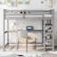 Lit mezzanine avec tablettes de rangement et bureau sous le lit-364790945-364790944