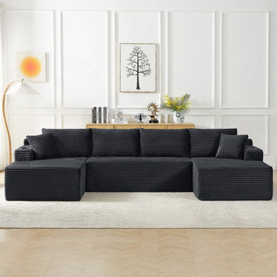 Ensemble de canapé modulaire compressible en forme de U, canapé modulaire de style minimaliste, canapé en tissu velours côtelé pour le salon