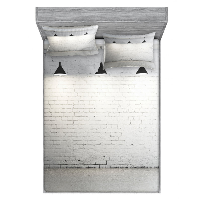 Microfiber Geometric Sheet Set, Full Sheet Set with Fitted Sheet
