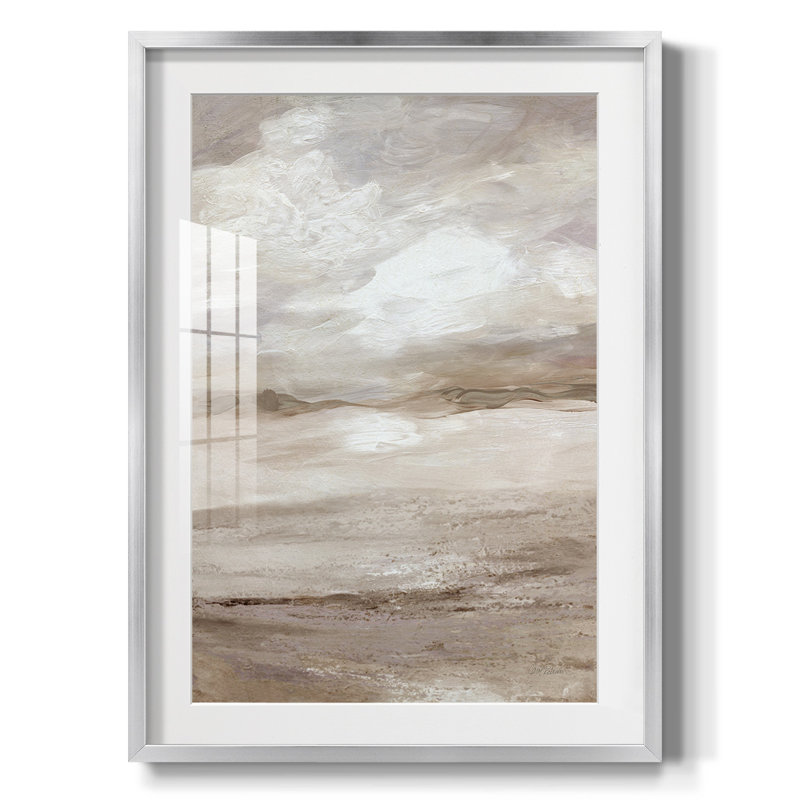 Neutral Winding Paths II, reproduction encadrée, Papier avec cadre argenté, Blanc