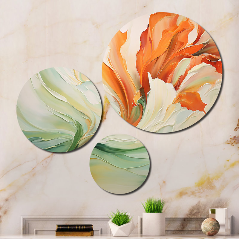 «Green Flowing Petals», ensemble de 3 reproductions sur métal sans cadre
