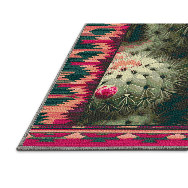  Tapis lavable en forme de figue de barbarie Southwestern, Rectangle 7 pi x 9 pi