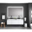 Miroir de salle de bain 72 po x 48 po Brouillard, 3 options de couleur, gradation continue. Fixé au mur avec cadre en aluminium brossé doré et miroir de coiffeuse personnalisable à luminosité et lumières avant et arrière. Fixé,