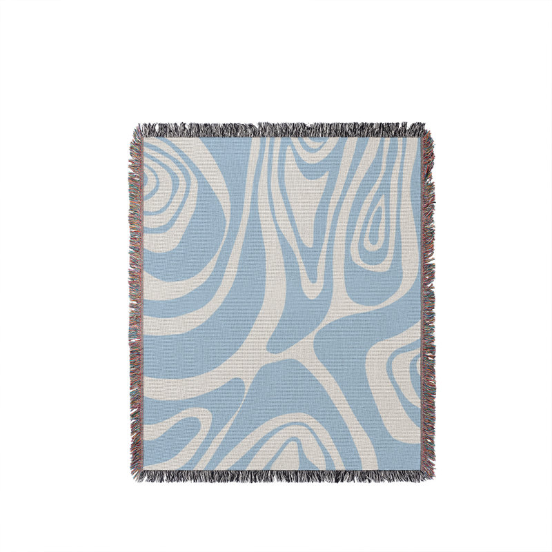 Jeté en coton Binitie Zebra Pirnt, 60" x 60" – Throw, Bleu ciel