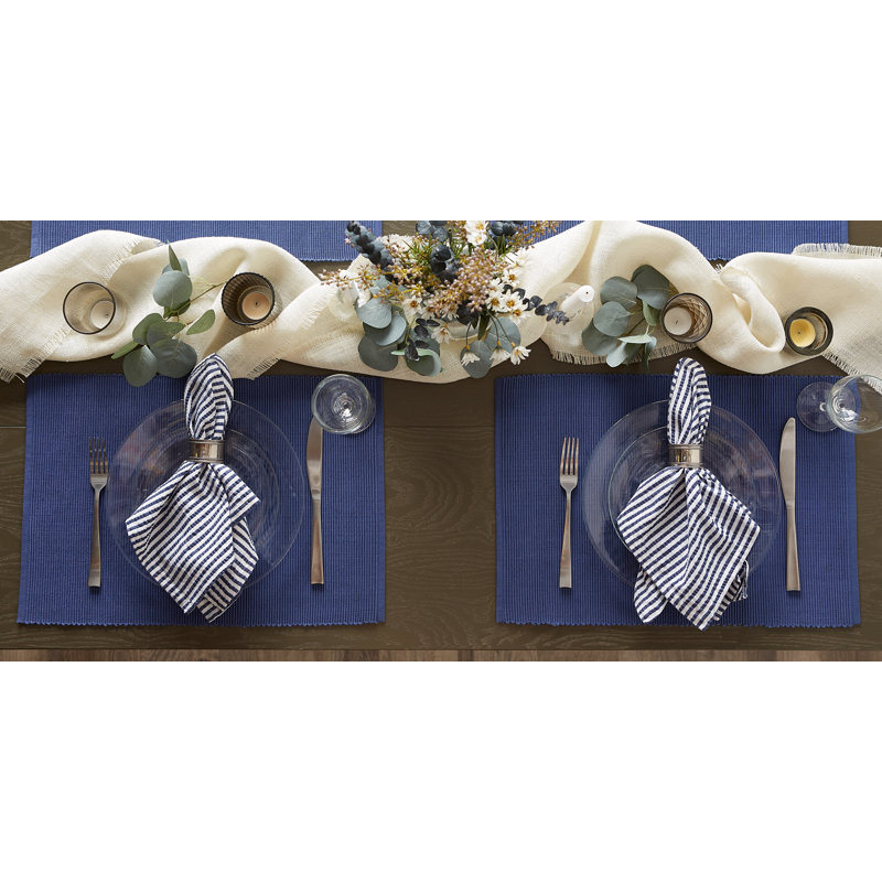 Blue Cotton 6-Piece Rectangle Placemat Set
