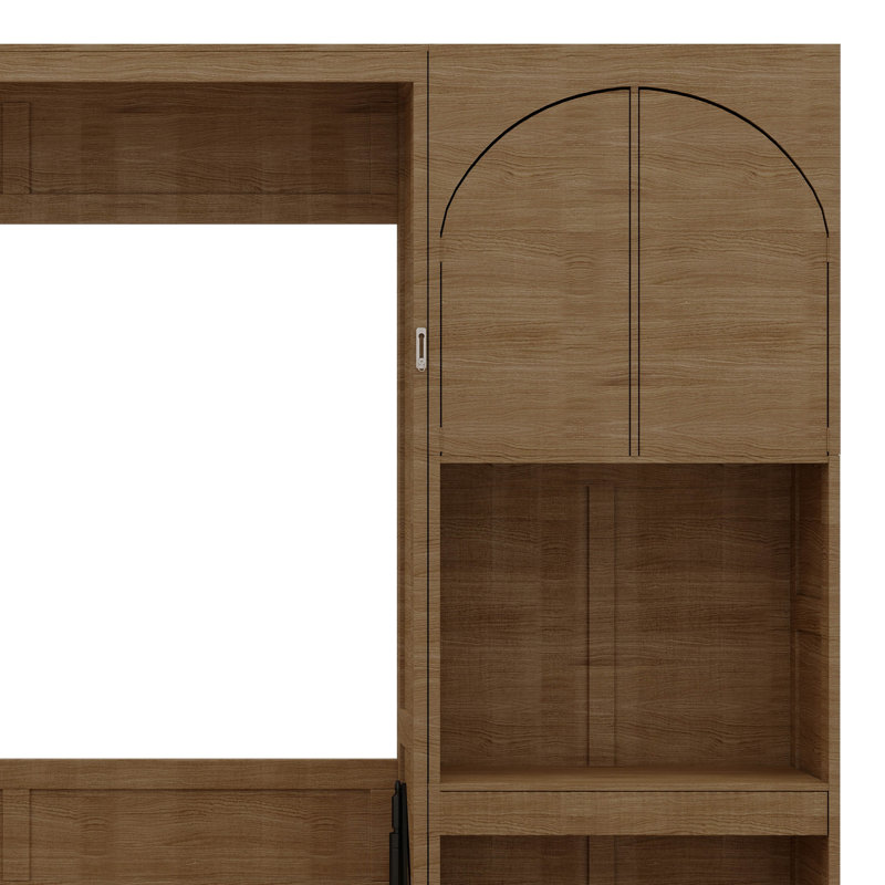 Lit escamotable avec bureau Murphy, tiroir, lumière DEL, cadre de lit mural pliable, armoire réversible de gauche à droite