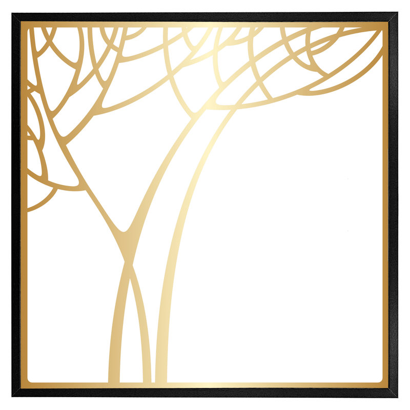 Asahel Golden Tree - Single Picture Frame Print, 41cm H x 41cm W x 4cm D, Black Framed