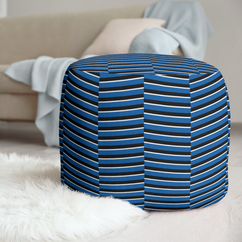 Upholstered Pouf, Blue