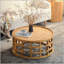 Table basse ronde Boho - Table d'appoint rustique avec base ouverte