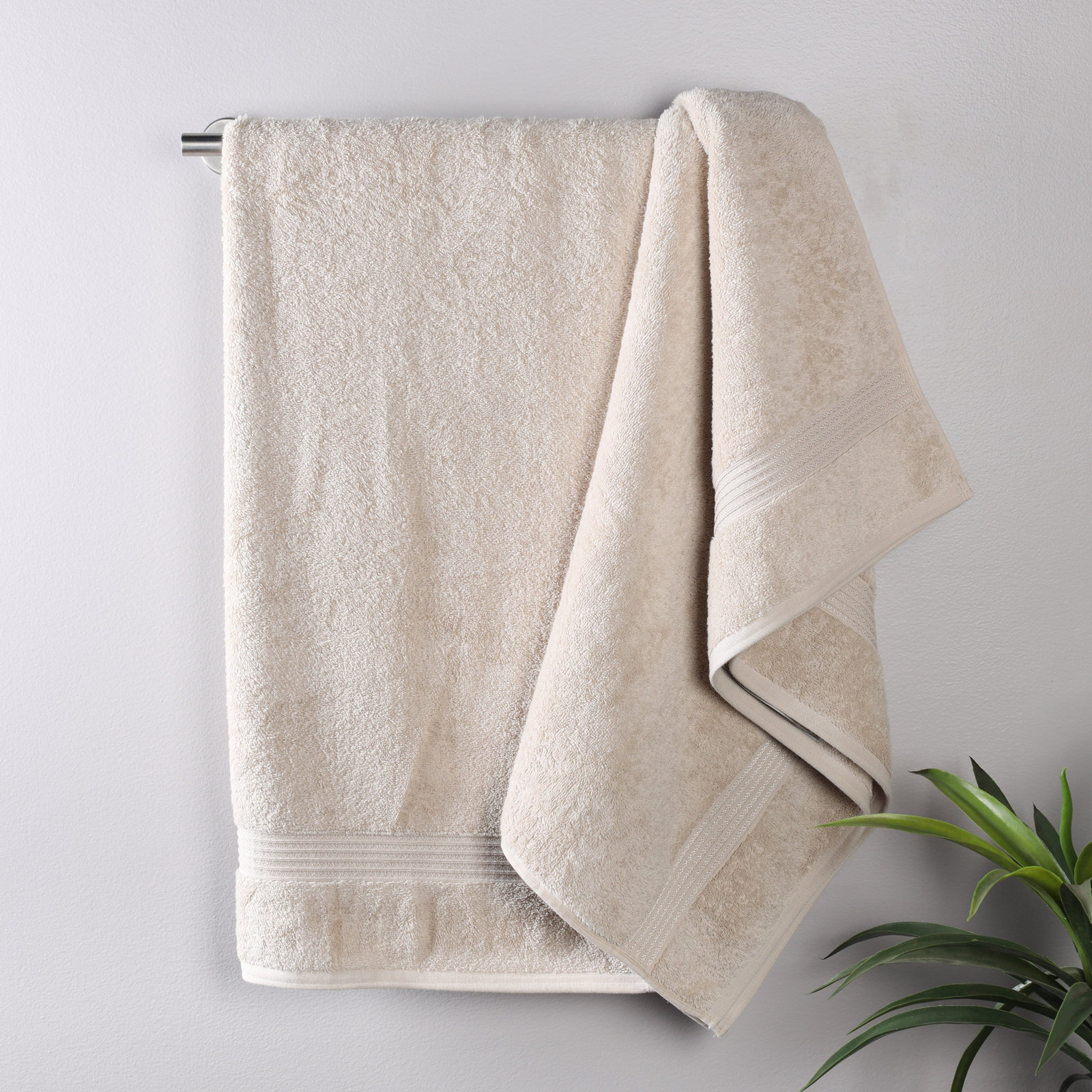 Oleg Egyptian Cotton Bath Sheet Set, Stone, Bath Towels - 2 Pack