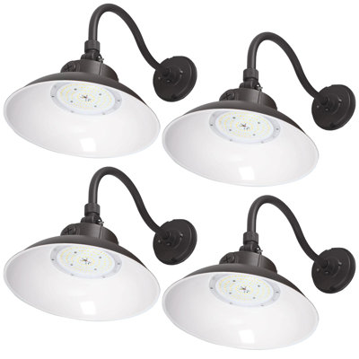 Outdoor Gooseneck Lights for Farmhouse, Matte Bronze Exterior Barn Light with Wall Mount for Porch
