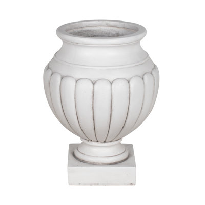 Roselmont Classic Traditional MGO Scalloped Urn Planter with Pedestal Base and Weather-Resistant Finish