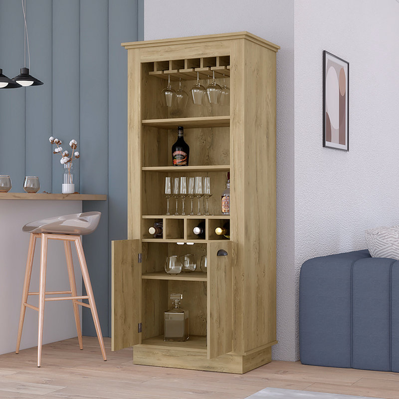 Bar avec quatre supports à vin intégrés, Beige