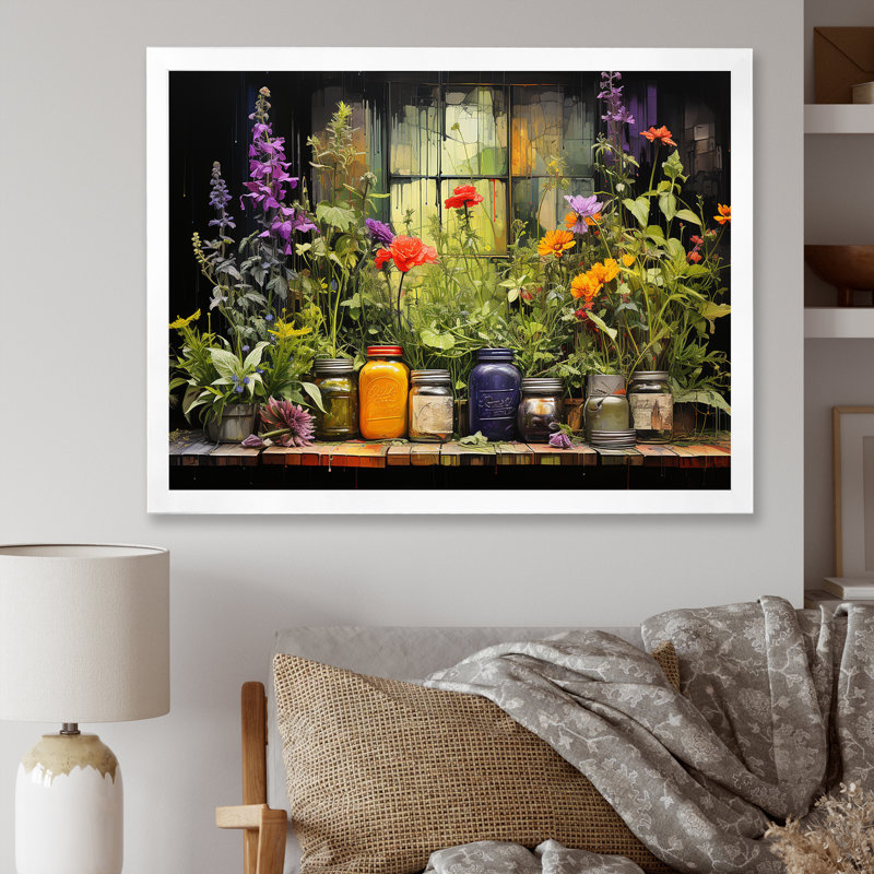 Blooming Urban Harvest avec poteries I, H 12 po x l 20 po x P 1 po, Cadre simple blanc