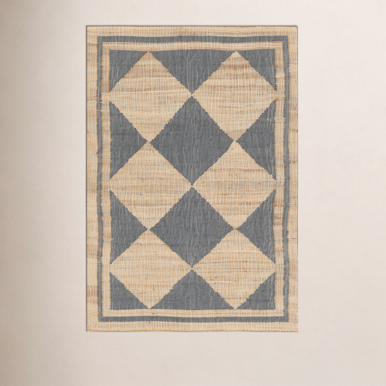 Orchard Court Blue Hand-Woven Geometric Jute Rug, Rectangle 2' X 3'
