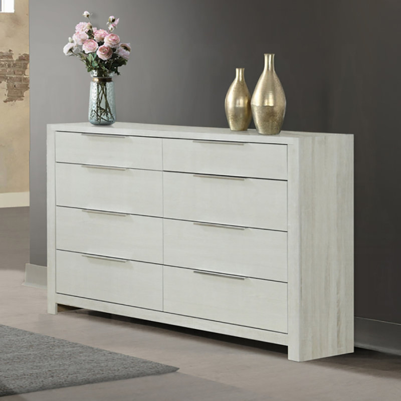Commode de 163,3 cm de large, lin beige et beige