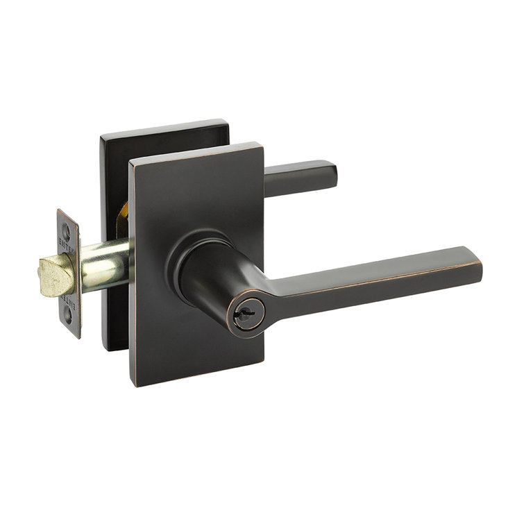 Helios Flat Keyed (Entry) Door Lever with Rectangle Rosette