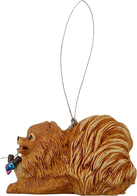  Décoration de Noël chien de Poméranie fabriqué à la main, H 1,75 po x l 1,75 po x P 3 po, Loulou de Poméranie roux